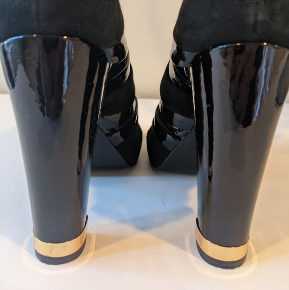 SOLD Tory Burch Lucille Black Suede Platform Ankle Boots 37 7 - Picture 5 of 12